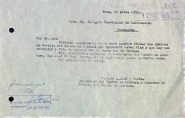 Carta del president al delegat provincial d'informació i turisme