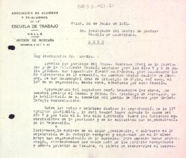 Carta de l'Associació d'Alumnes i Ex-alumnes de l'Escola de Treball de Valls