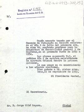 Carta del president accidental a Jorge Ollé Espasa