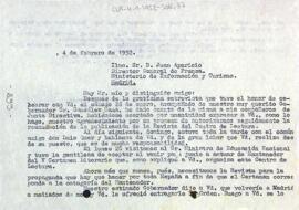 Carta d'Enric Aguadé Parés a Juan Aparicio