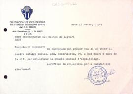 Carta de la Delegació d'Espeleologia