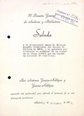 Agraïment per l'enviament de la Revista del Centre de Lectura