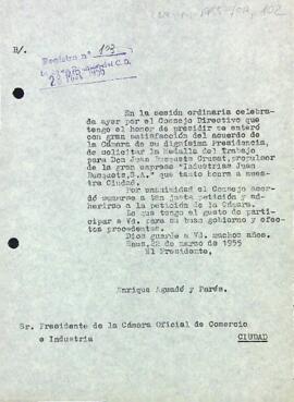 Sol·licitud de la medalla al treball per a Joan Busquets