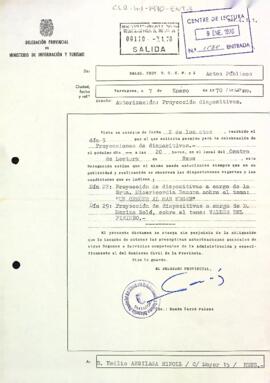 Carta de la delegació provincial al president autoritzant les projeccions de diapositives