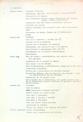 Memòria de les instal·lacions i serveis del Centre de Lectura