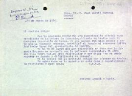 Carta del president a Joan Abelló Pascual