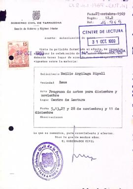 Carta del governador civil al president del Centre de Lectura