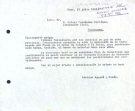 Carta del president al governador civil de la província de Tarragona