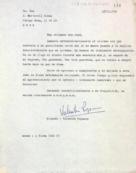 Carta de Valentín Popescu a Josep Martorell Òdena