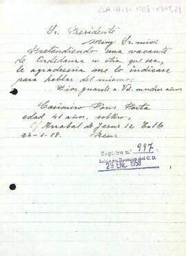 Casimiro Pons demana si hi ha alguna vacant