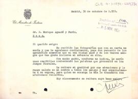 Carta d'agraïment del ministre de justícia