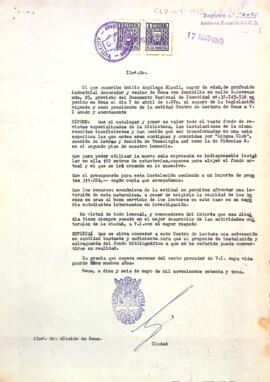 Sol·licitud del president a l'alcalde de Reus demanant una subvenció per a les reformes que es volen fer a l'entitat