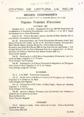 Programació de la Secció Excursionista