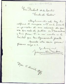 Joaquim M. Bartrina envia un exemplar de les seva darrera obra de poesia