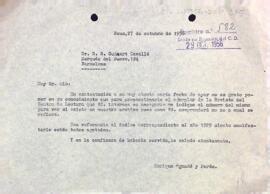 Carta del president a R. Guinart Cavallé