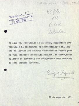 Agraïment a president de la Diputació Provincial