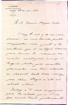 Carta i text d'homenatge a Eugeni Mata de Pedro Antonio Torres