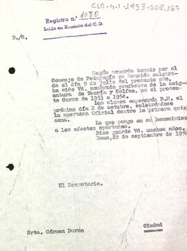 Carta del president accidental a Carme Duran