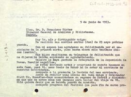Carta d'agraïment del president a Francisco Sintes