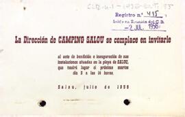 Invitació de la direcció del Càmping Salou al Centre de Lectura