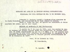 Carta del president enviant una còpia de l'extracte de l'article del reglament aprovat en la reunió general extraordinària