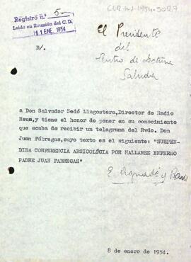Carta del president al director de Ràdio Reus