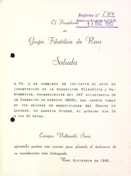 Carta d'Enric Vallverdú Sans