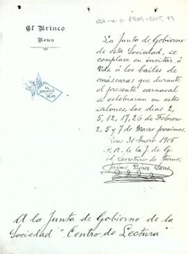 Jaime Bérez convida al Centre de Lectura al ball organitzat per la societat El Brinco