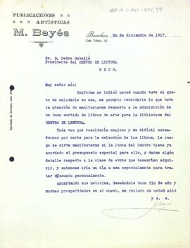 Publicacions Artístiques M. Bayés demana informació sobre el pressupost del qual disposa el Centre i el tipus de llibres d'art que voldrien adquirir