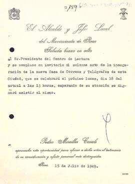 Invitació de l'alcalde de Reus al president a la inauguració de la nova seu de Correus