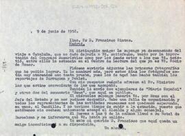 Carta d'Enric Aguadé Parés a Francisco Sintes