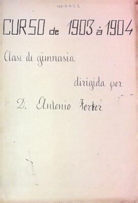Llistat dels alumnes de la classe de Gimnàstica, del curs 1903/1904.