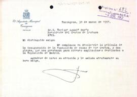 Carta de l'arquitecte municipal de Tarragona