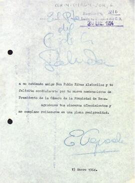 Felicitació a Pablo Ribas