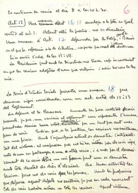 Esborrany de l'acta de reunió del 8 de març de 1934 de la Secció d'Art