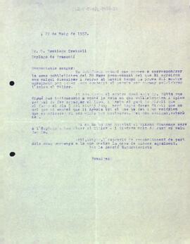 Carta de la Secció Excursionista a Santiago Creixell