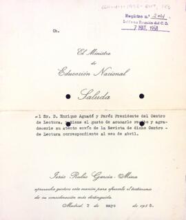 Agraïment per la Revista del Centre de Lectura