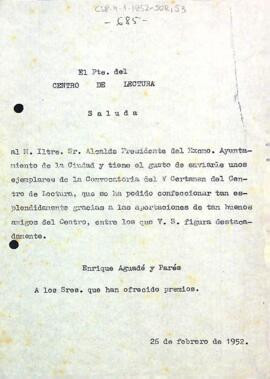 Carta d'Enric Aguadé Parés a l'alcalde de Reus