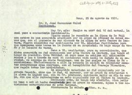 Carta de disculpes del president a Josep Casanoves Carré pels fets ocorreguts a la seva finca