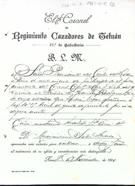 S'informa de la mort del coronel Federico Rodríguez Fitó i es convida al seu enterrament
