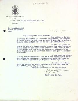 Carta de l'Arxiu Bibliogràfic de Santes Creus a la Secció Excursionista