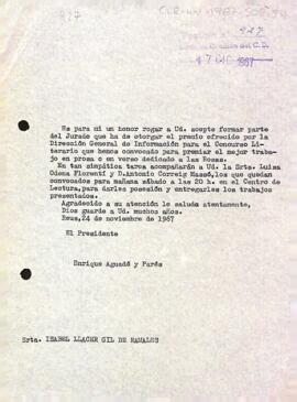Carta del president a Isabel Llacer Gil de Ramales