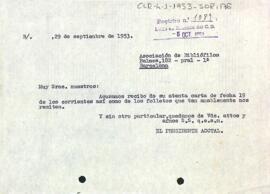 Carta del president accidental a l'Asociacion de Bibliófilos