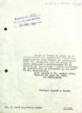 Carta del president a Josep Capdevila Casas