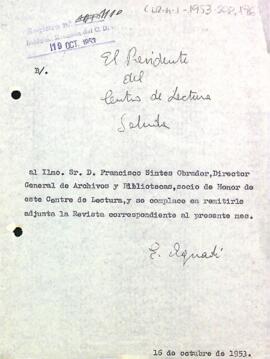 Carta del president a Francisco Sintes Obrador