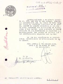 Carta de la Cámara Oficial de Comercio e Industria de Reus al Centre de Lectura