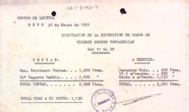 Liquidació econòmica de l'exposició de Vicenç Ferrer Torradellas