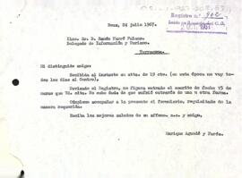 Carta del president al delegat provincial d'informació i turisme