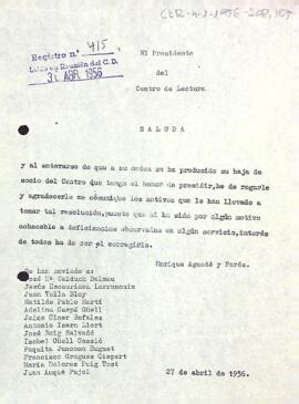 Carta del president als socis que recenment han sol·licitat la seva baixa