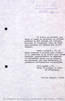 Carta del president a l'Escola de Maestria Industrial de Reus